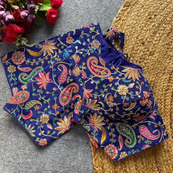 Blue_Natural_Crepe_Blouse_For_Women