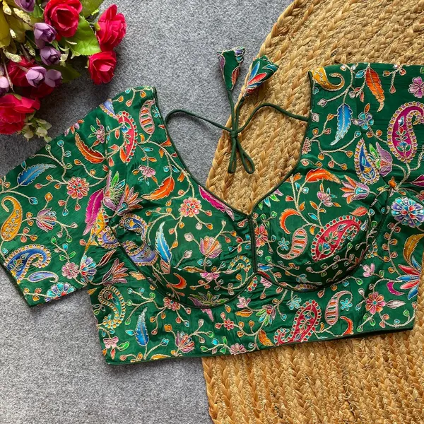 Green_Natural_Crepe_Blouse_For_Women
