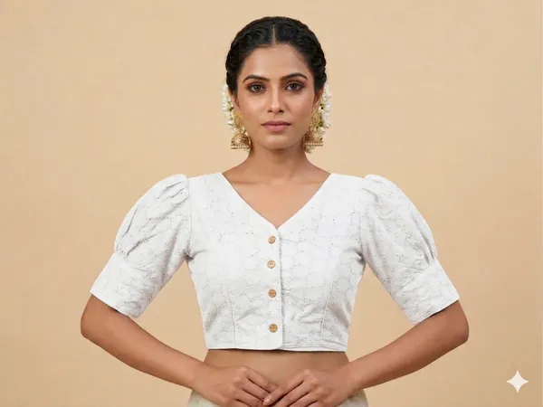 White_Pure_Cotton_Puff_Sleeve_Hakoba_Boutique_Style_Blouse