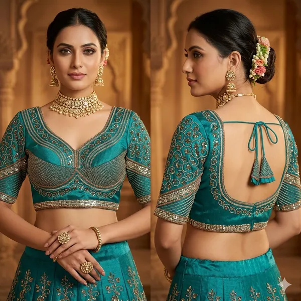 Teal_Italian_Silk_Blouse_For_Women