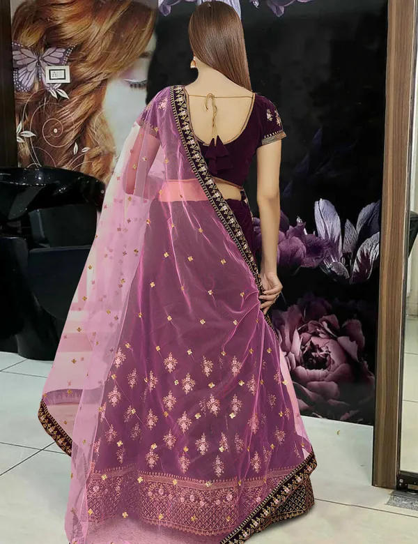 Velvet_Traditional_Motif_Embroidered_Lehenga_Choli_Set