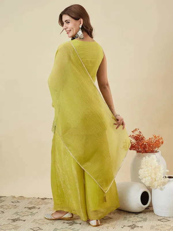 Crunchy_Silk_Sequins_Embroidered_Short_Kurta_Palazzo_Set