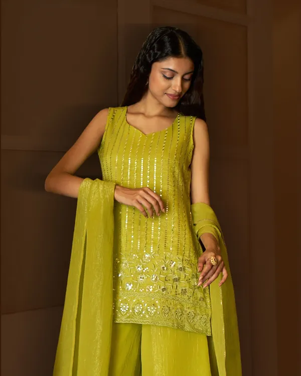 Crunchy_Silk_Sequins_Embroidered_Short_Kurta_Palazzo_Set