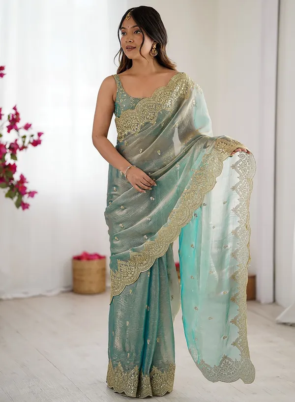 Shimmer_Silk_Sequins_Embroidered_Saree_With_Blouse_Piece
