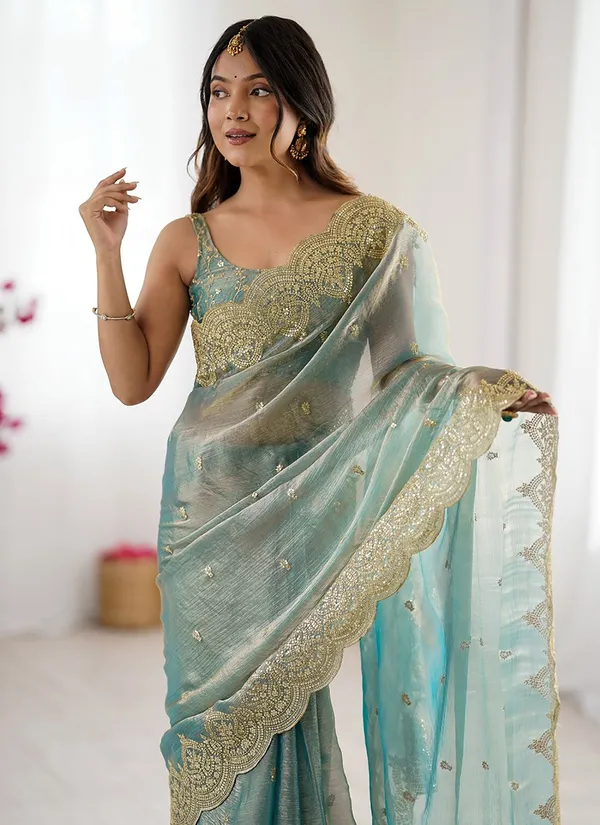 Shimmer_Silk_Sequins_Embroidered_Saree_With_Blouse_Piece