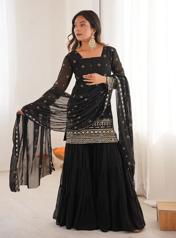 Pure_Georgette_Embroidered_Designer_Kurta_Sharara_Set
