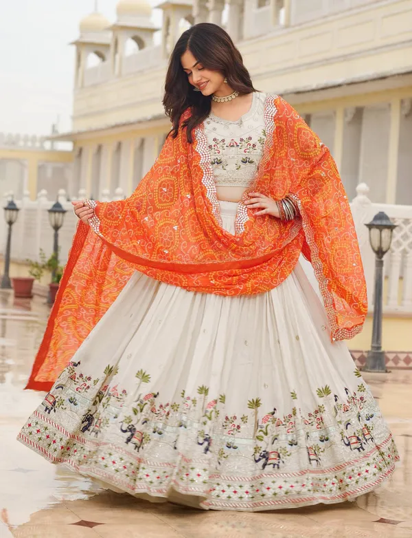 Chinon_Traditional_Motif_Lehenga_Choli_With_Bandhani_Dupatta_Set