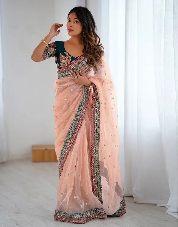 Shimmer_Net_Embroidered_Saree_With_Banglori_Silk_Blouse_Piece