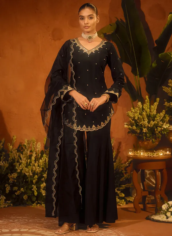 Pure_Silk_Sequins_Embroidered_Corset_Kurta_Palazzo_Set