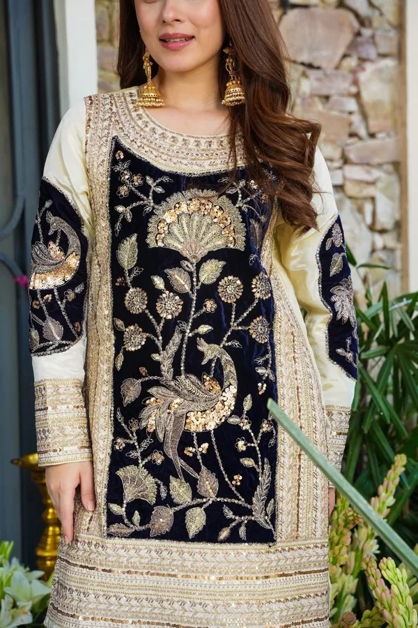 Pure_Silk_Velvet_Traditional_Motif_Embroidered_Kurta_Palazzo_Set