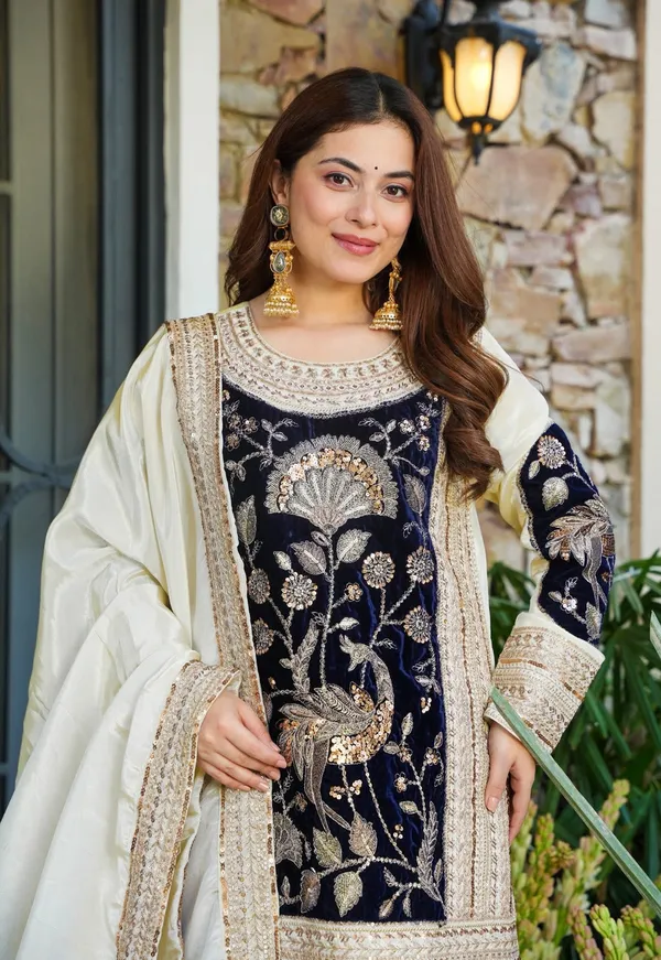 Pure_Silk_Velvet_Traditional_Motif_Embroidered_Kurta_Palazzo_Set