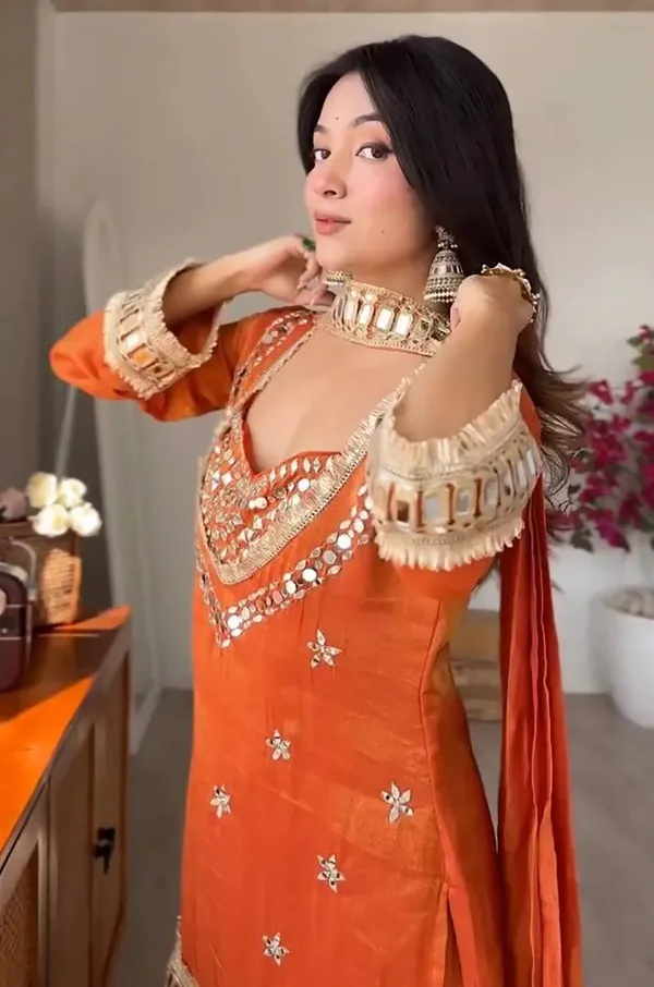 Shimmer_Silk_Mirror_Embellished_Short_Kurta_Palazzo_Set