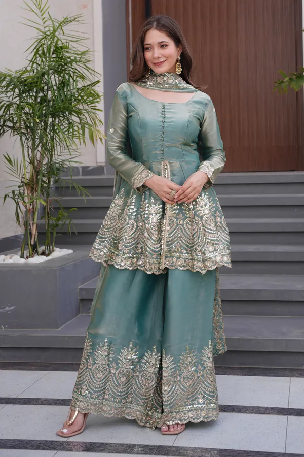Shimmer_Silk_Sequins_Embroidered_Designer_Kurta_Palazzo_Set