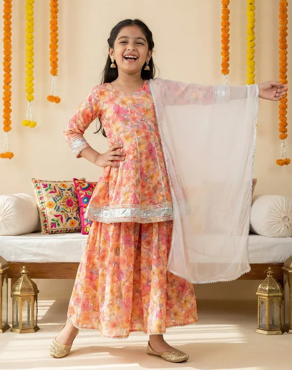 Silk_Blend_Floral_Printed_Flared_Kurta_Sharara_Set