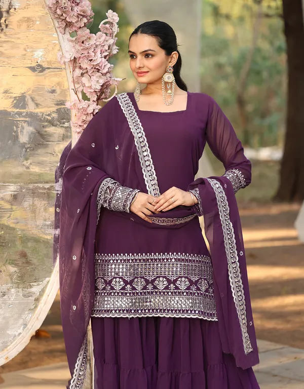 Pure_Georgette_Sequins_Embroidered_Kurta_Sharara_Set