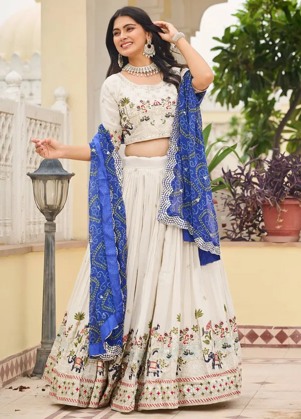 Chinon_Traditional_Motif_Lehenga_Choli_With_Bandhani_Dupatta_Set