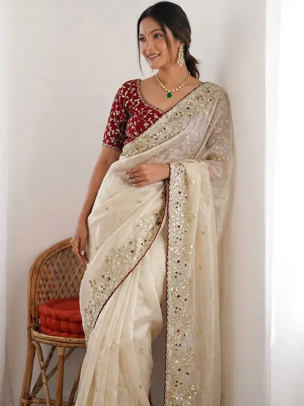 Shimmer_Silk_Sequins_Embroidered_Saree_With_Banglori_Silk_Blouse_Piece