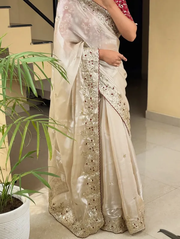 Shimmer_Silk_Sequins_Embroidered_Saree_With_Banglori_Silk_Blouse_Piece