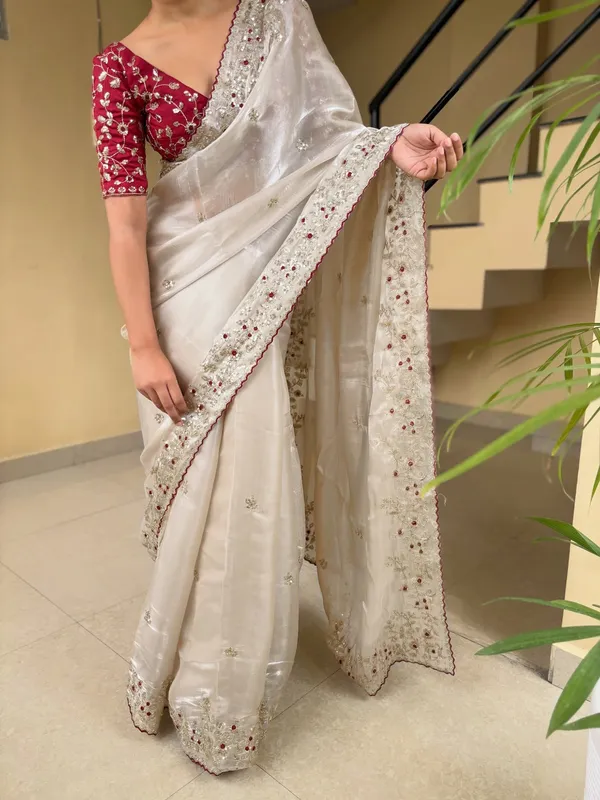 Shimmer_Silk_Sequins_Embroidered_Saree_With_Banglori_Silk_Blouse_Piece