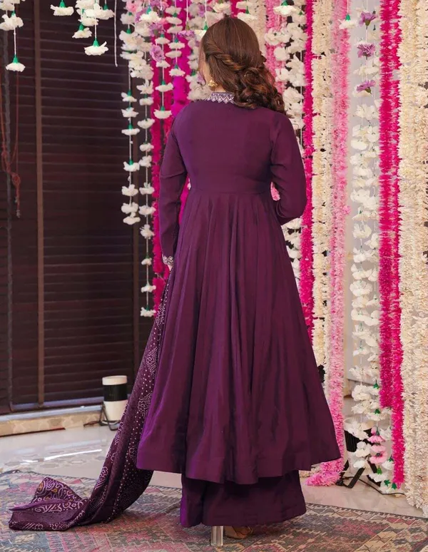 Vichitra_Silk_Embroidered_Anarkali_Kurta_Palazzo_Set_With_Bandhani_Dupatta