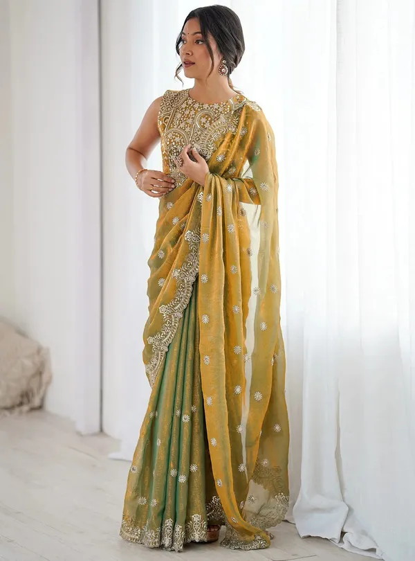 Shimmer_Silk_Sequins_Embroidered_Saree_With_Blouse_Piece