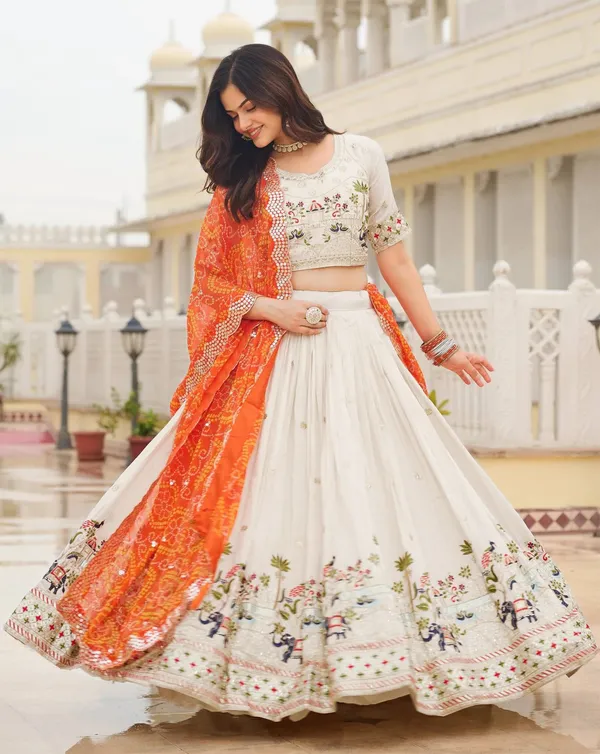 Chinon_Traditional_Motif_Lehenga_Choli_With_Bandhani_Dupatta_Set