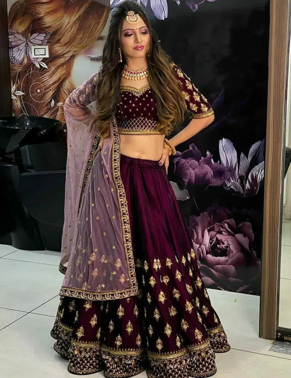 Velvet_Traditional_Motif_Embroidered_Lehenga_Choli_Set