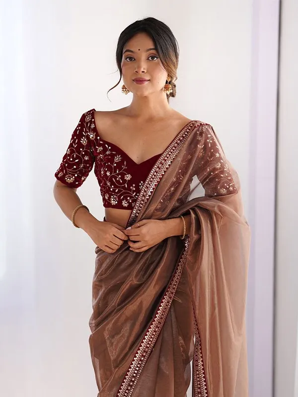 Shimmer_Net_Embroidered_Saree_With_Velvet_Blouse_Piece