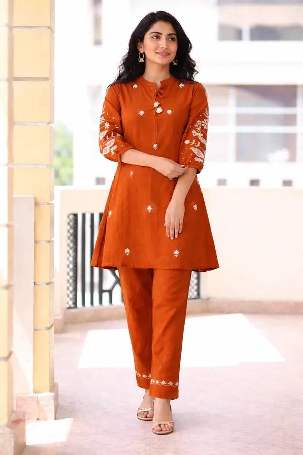Rust_Cotton_Premium_And_Fancy_Design_Co-Ord_Set_For_Women