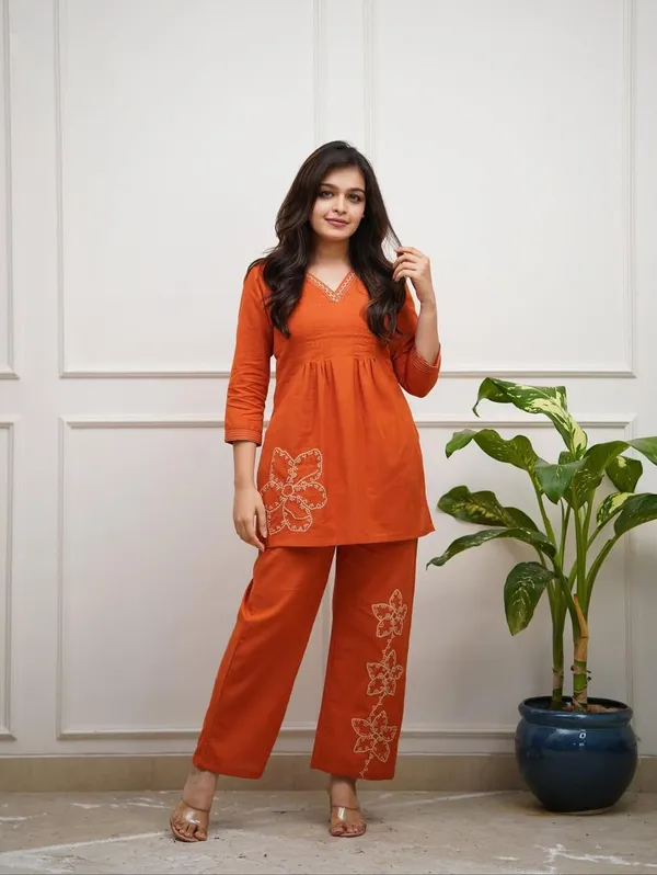 Rust_Cotton_Premium_And_Fancy_Design_Co-Ord_Set_For_Women