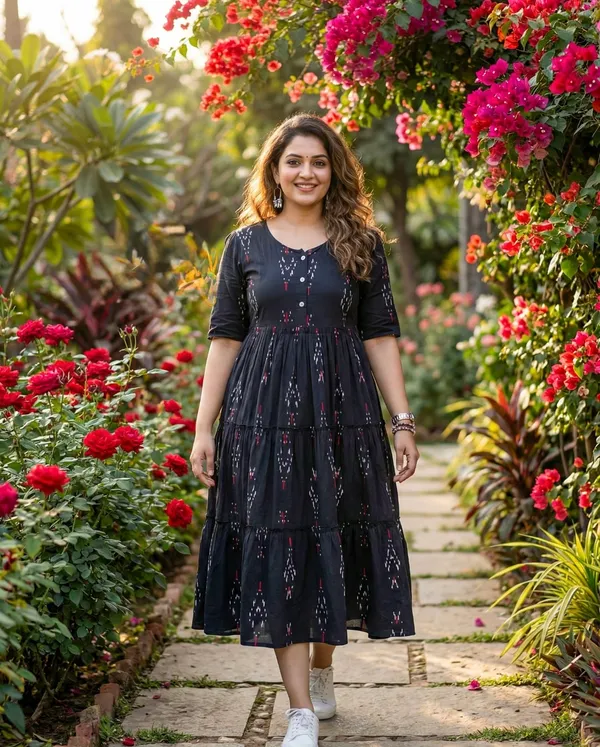 Black_Cotton_Premium_And_Fancy_Design_Fit_And_Flare_Dress_For_Women