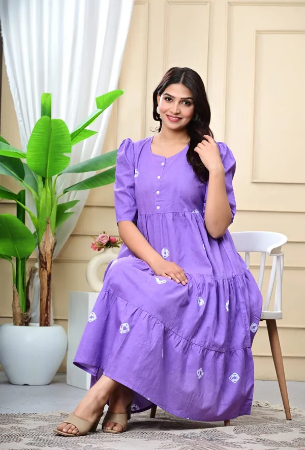 Bandhej_Blue_Cotton_Premium_And_Fancy_Design_Maxi_Dress_For_Women