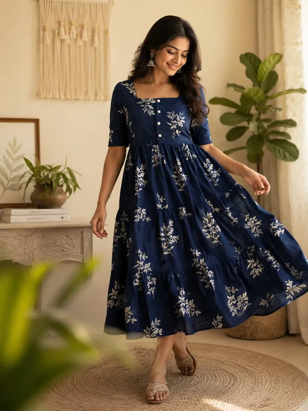 Blue_Fit_and_Flare_Square_Neck_Middi