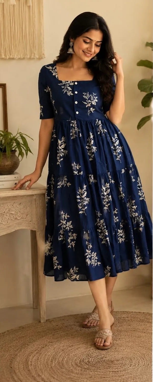 Blue_Fit_and_Flare_Square_Neck_Middi