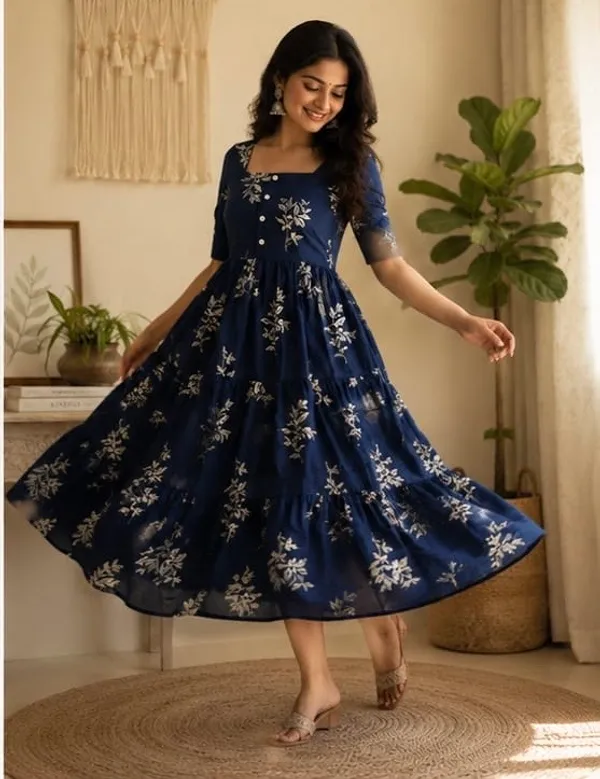 Blue_Fit_and_Flare_Square_Neck_Middi