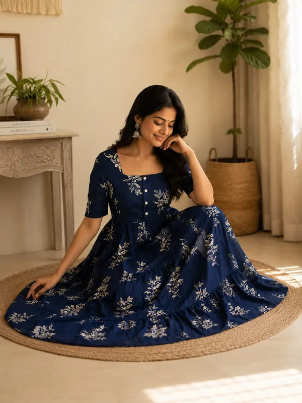 Blue_Fit_and_Flare_Square_Neck_Middi
