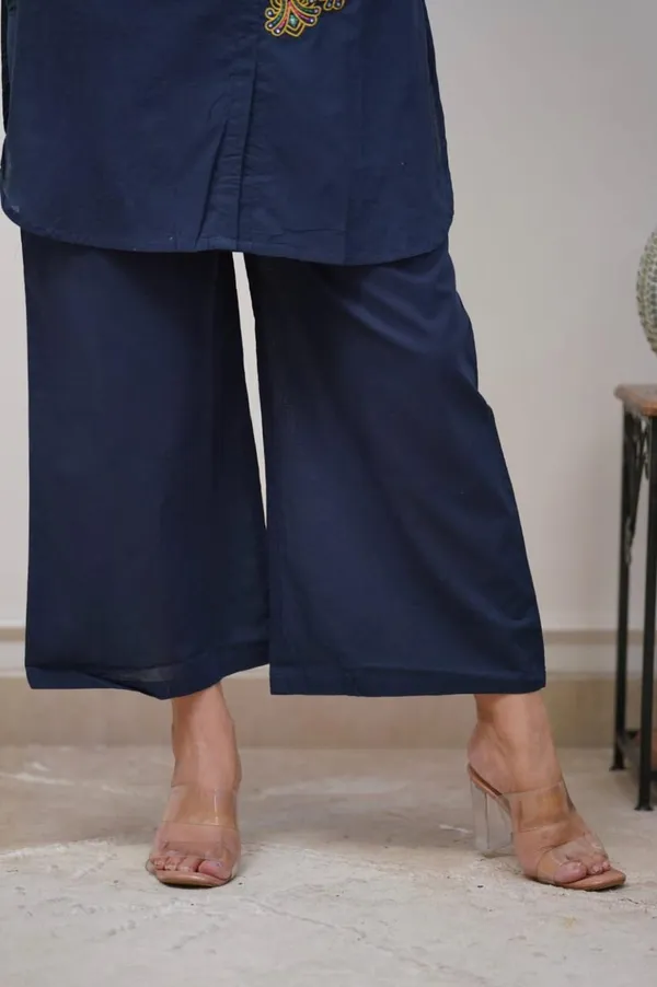 Blue_cotton_embroidered_women_and_girls_co-ord_set