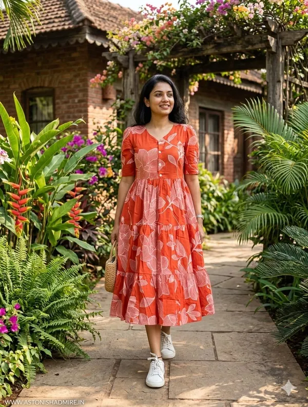 Rust_Cotton_Premium_And_Fancy_Design_Midi_Dress_For_Women