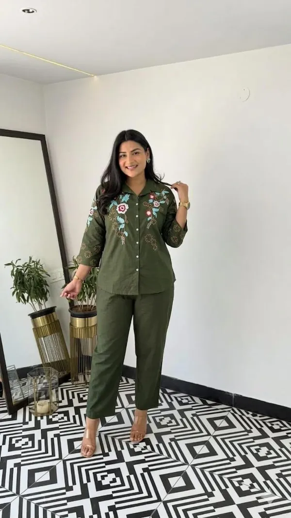 Green_Cotton_Premium_And_Fancy_Design_Co-Ord_Set_For_Women