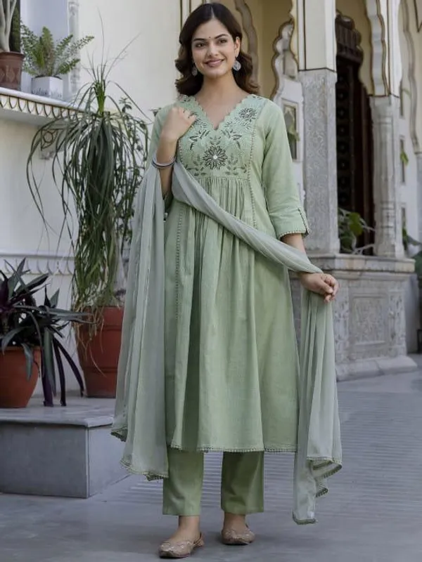 Green_Ethnic_Flair_Women_Embroidery_A-Line_Kurta_Set