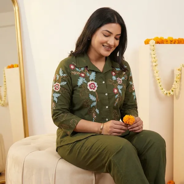 Green_Cotton_Premium_And_Fancy_Design_Co-Ord_Set_For_Women