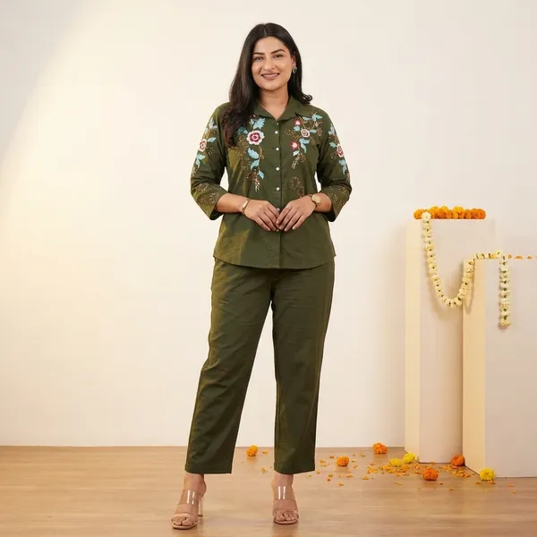 Green_Cotton_Premium_And_Fancy_Design_Co-Ord_Set_For_Women
