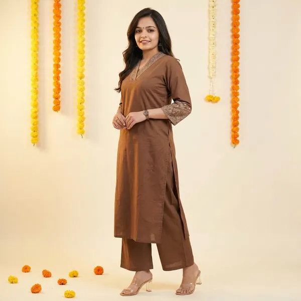 Brown_Cotton_Premium_And_Fancy_Design_Co-Ord_Set_For_Women