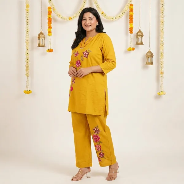 Mustard_Cotton_Premium_And_Fancy_Design_Co-Ord_Set_For_Women