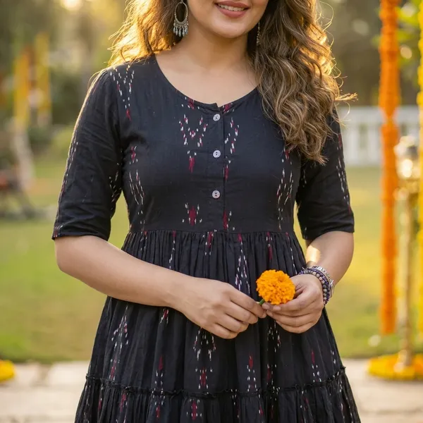 Black_Cotton_Premium_And_Fancy_Design_Fit_And_Flare_Dress_For_Women
