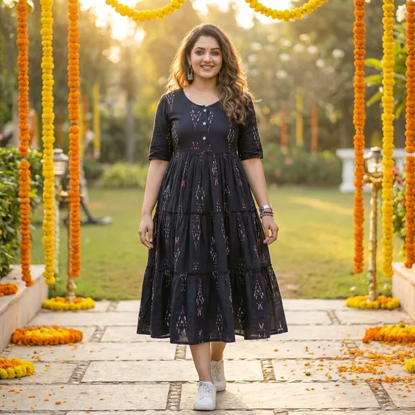 Black_Cotton_Premium_And_Fancy_Design_Fit_And_Flare_Dress_For_Women
