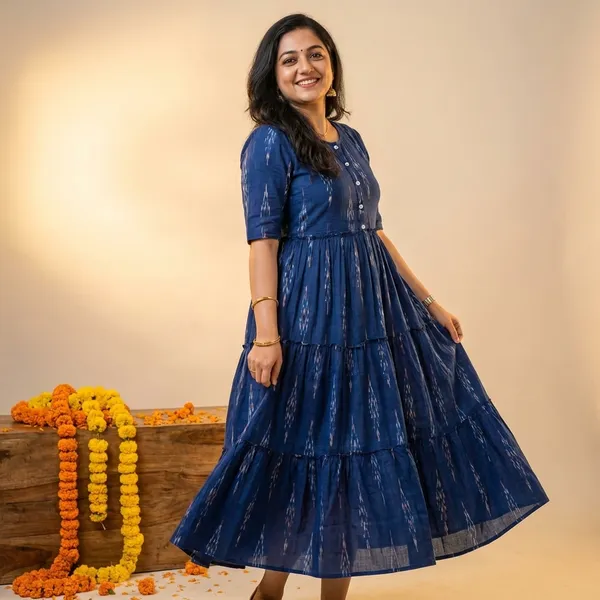 Blue_Cotton_Premium_And_Fancy_Design_Fit_And_Flare_Dress_For_Women