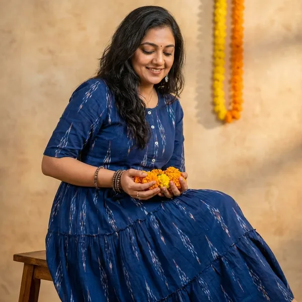 Blue_Cotton_Premium_And_Fancy_Design_Fit_And_Flare_Dress_For_Women