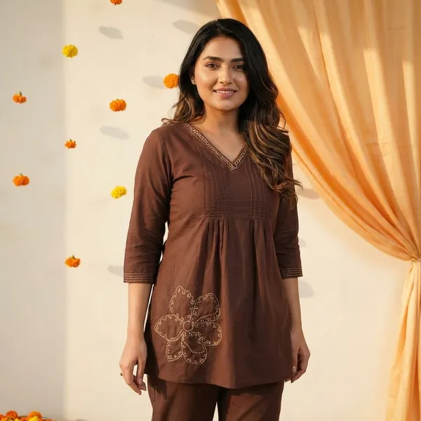 Brown_Cotton_Premium_And_Fancy_Design_Co-Ord_Set_For_Women