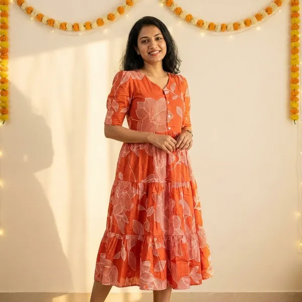 Rust_Cotton_Premium_And_Fancy_Design_Midi_Dress_For_Women